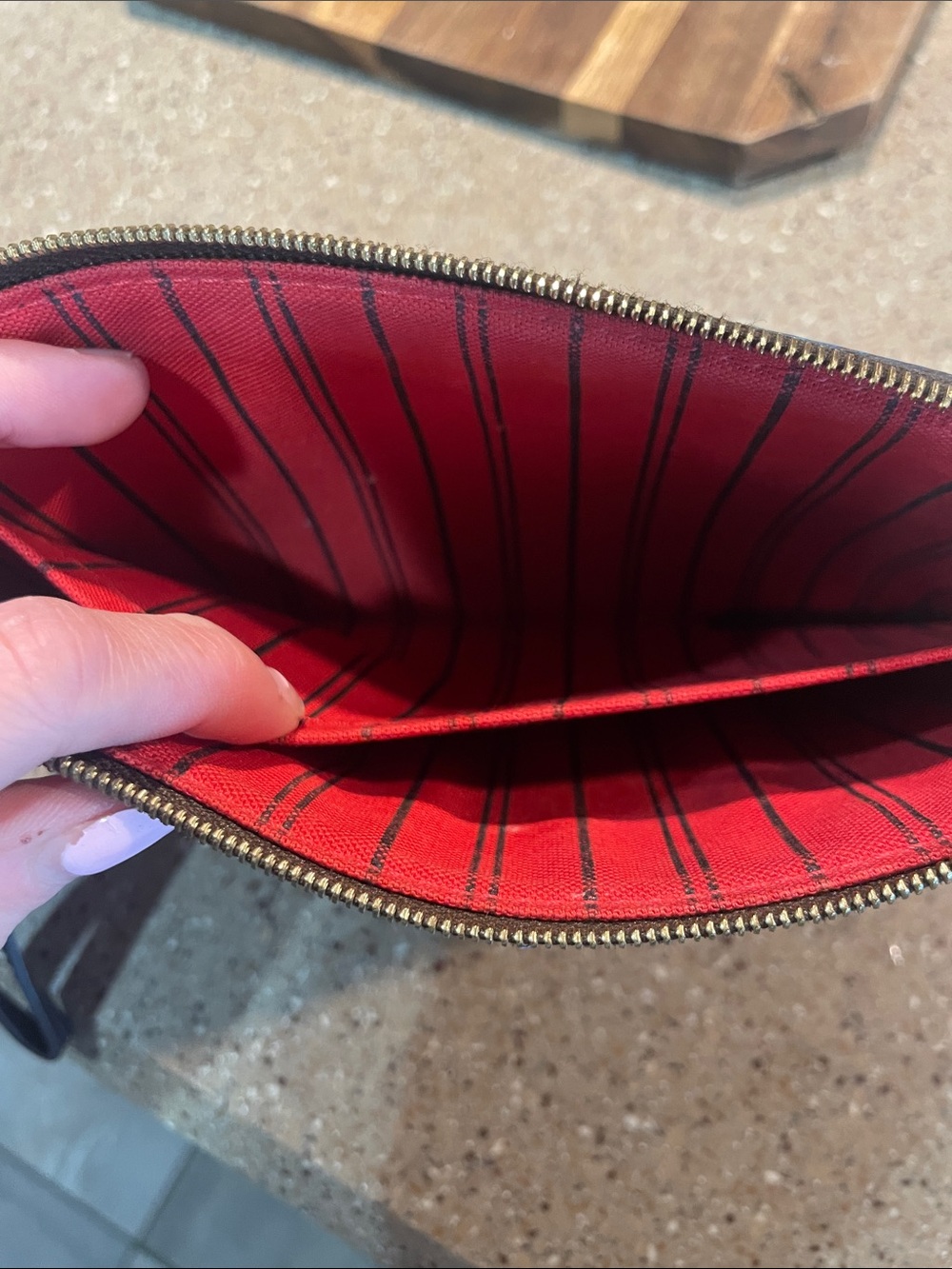 Louis Vuitton Red and Black Striped Interior Pouch - Picture 4 of 6